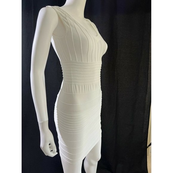 Colorful Women's Mini Dress Bodycon White Spandex V-Neck Sleeveless One Size - Picture 6 of 11